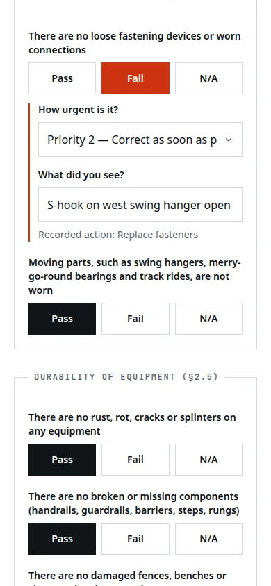 Phone: failed item with priority select and observation field